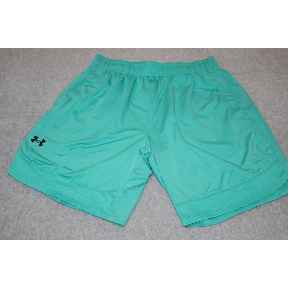 Under Armour Shorts Mens Large Green Athletic Loose Fit Basketball Gym 9" Inseam